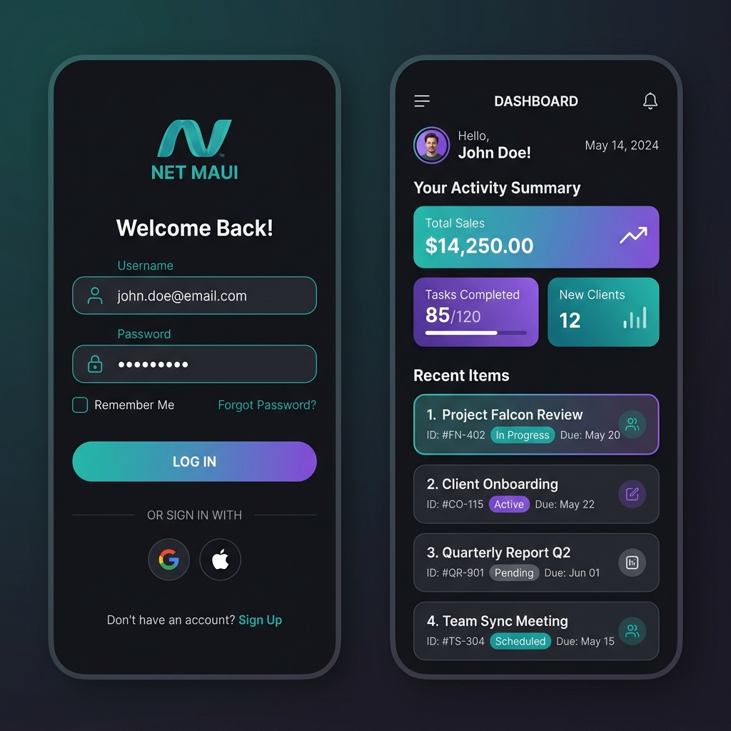 Maui App Interface Mockup